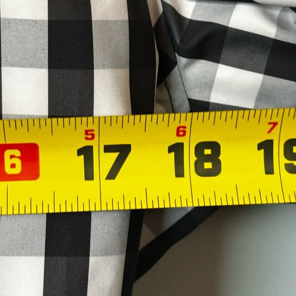 Chaps black white buffalo plaid checked patterned short trench Large staple